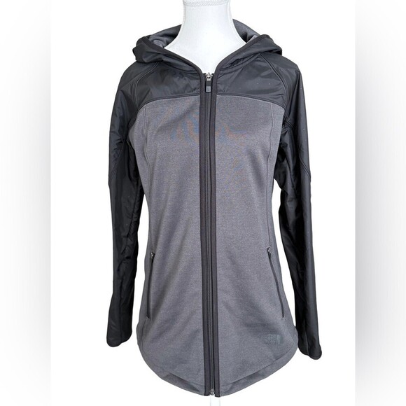 The North Face Jackets & Blazers - The North Face Women’s Grey Black Hybrid Hooded Jacket Fleece Zip Medium